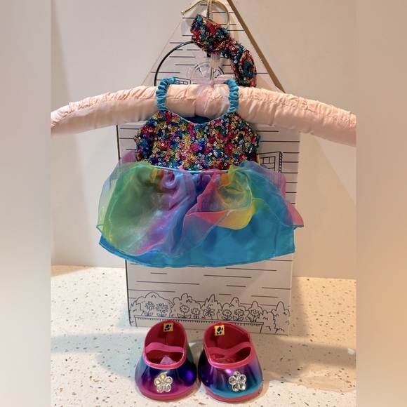 Build-A-Bear Rainbow Sequin Dress, Shoes & Headband‎ Outfit & Bunny NOT Included - Picture 3 of 13
